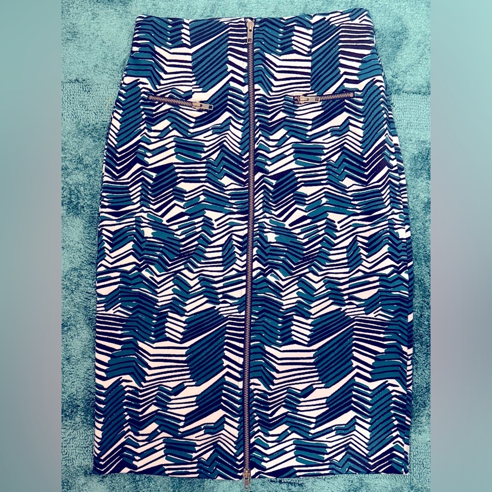 Teal and Black Pencil Skirt